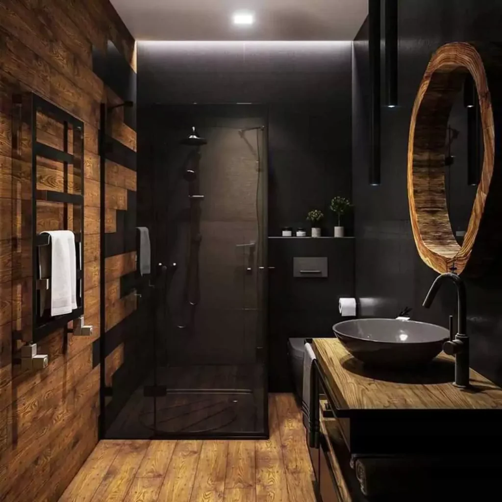 بی نظیرترین ایده استفاده از رنگ تیره در طراحی داخلی حمام