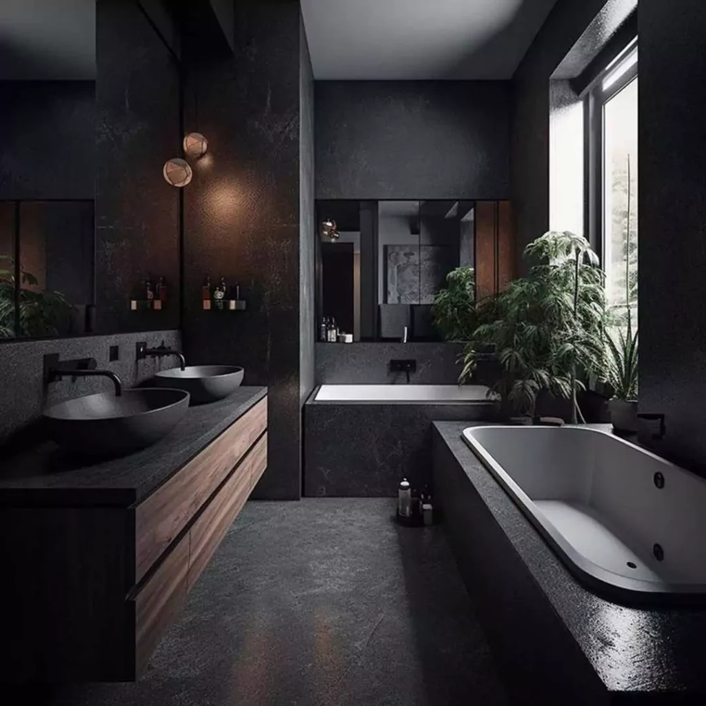 عالی ترین ایده استفاده از رنگ تیره در طراحی حمام