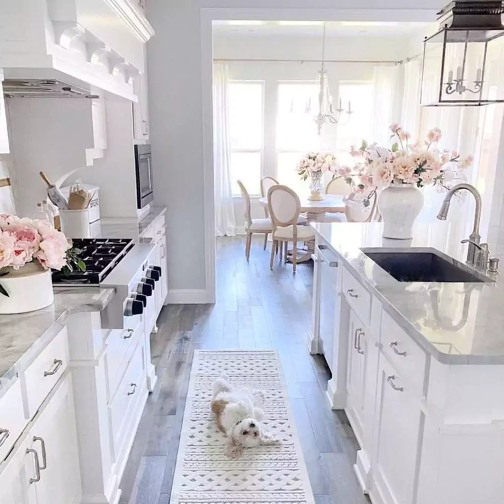 کیوت ترین طراحی داخلی آشپزخانه با رنگ سفید 