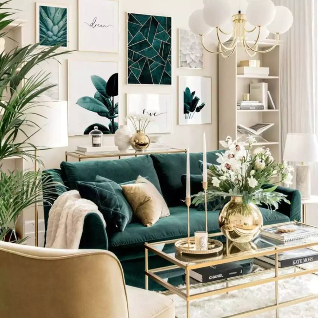عالی ترین دیزاین اتاق نشیمن با رنگ سبز