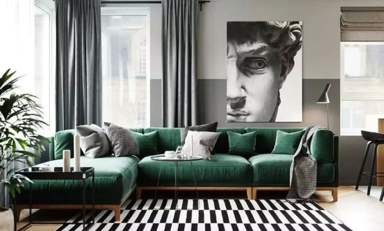 به روزترین دیزاین اتاق نشیمن با رنگ سبز