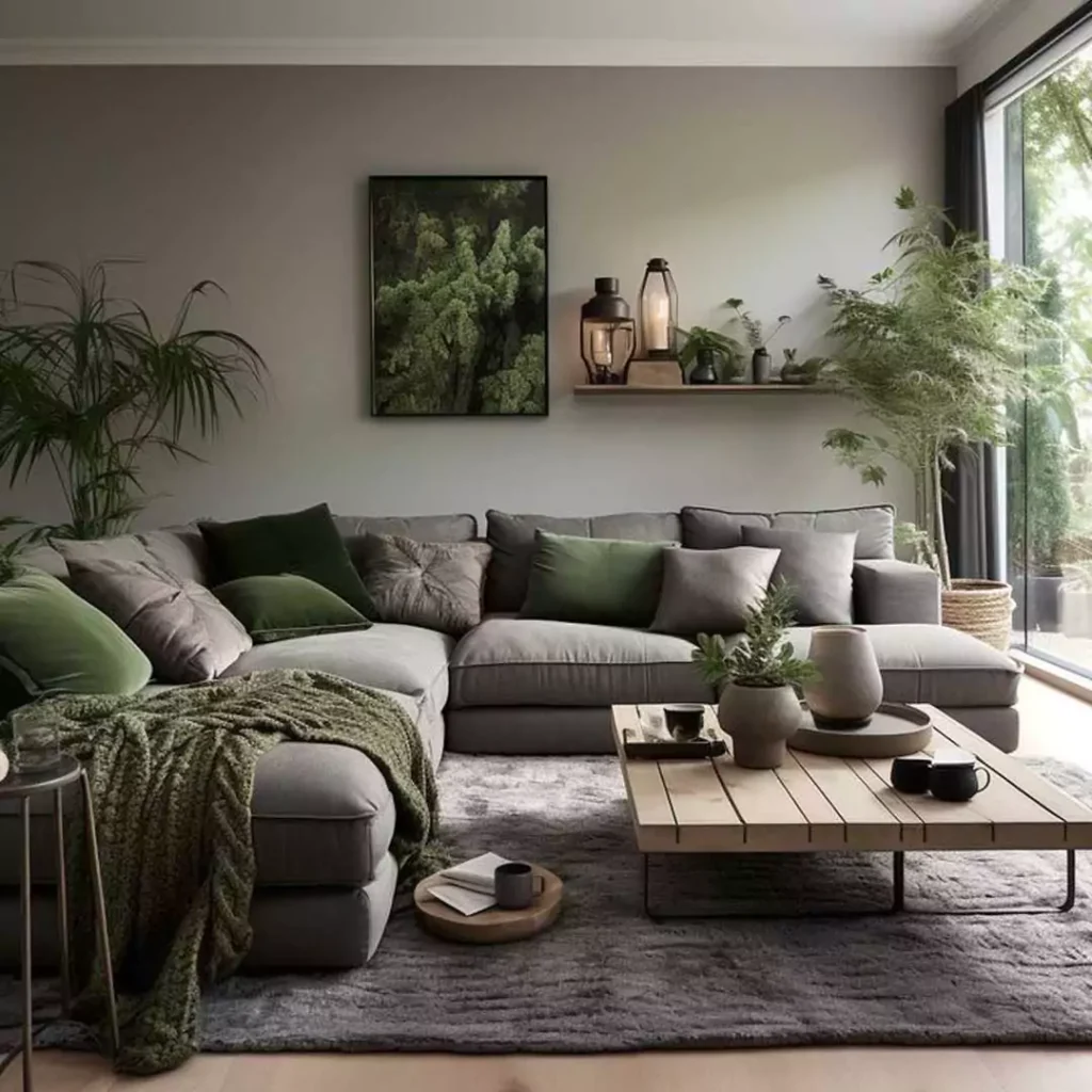 قشنگ ترین دیزاین اتاق نشیمن با رنگ سبز