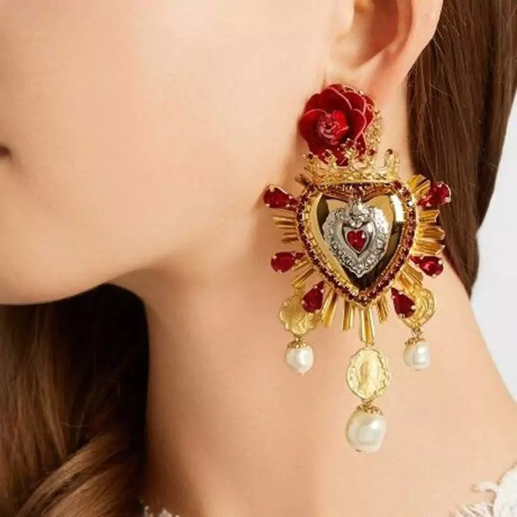 گوشواره مجلسی دخترانه Dolce & Gabbana مدل قلب