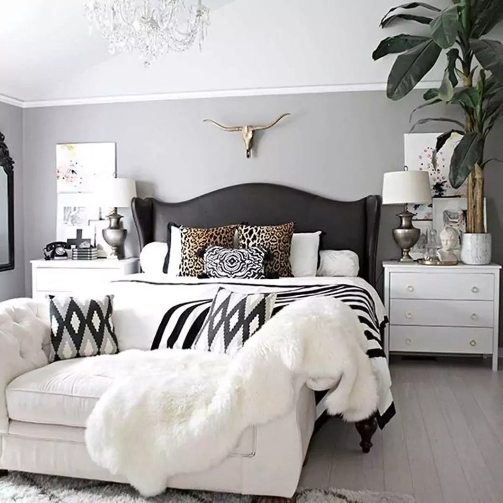 متفاوت ترین دیزاین اتاق خواب با رنگ سیاه و سفید