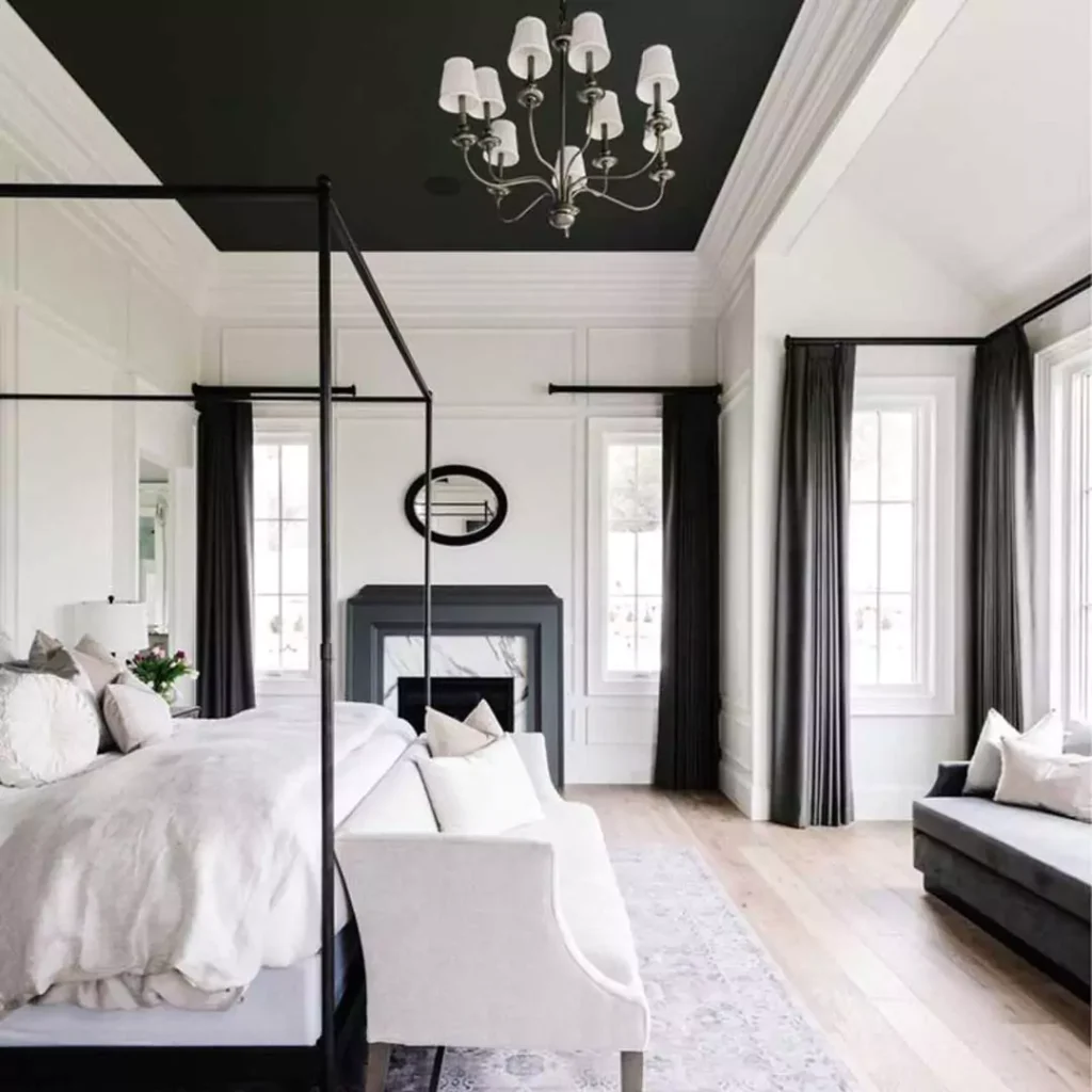 زیباترین دیزاین داخلی اتاق خواب با رنگ سیاه و سفید