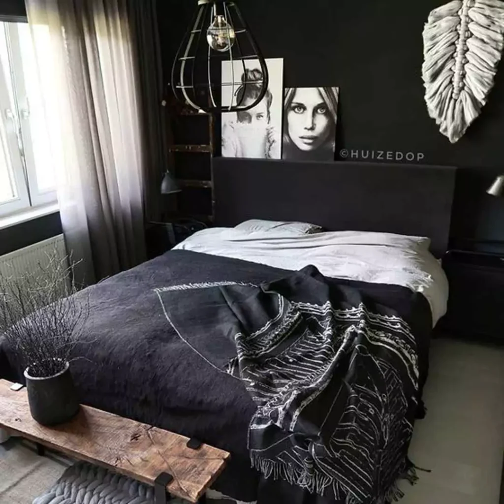 ناب ترین دیزاین داخلی اتاق خواب با رنگ سیاه و سفید
