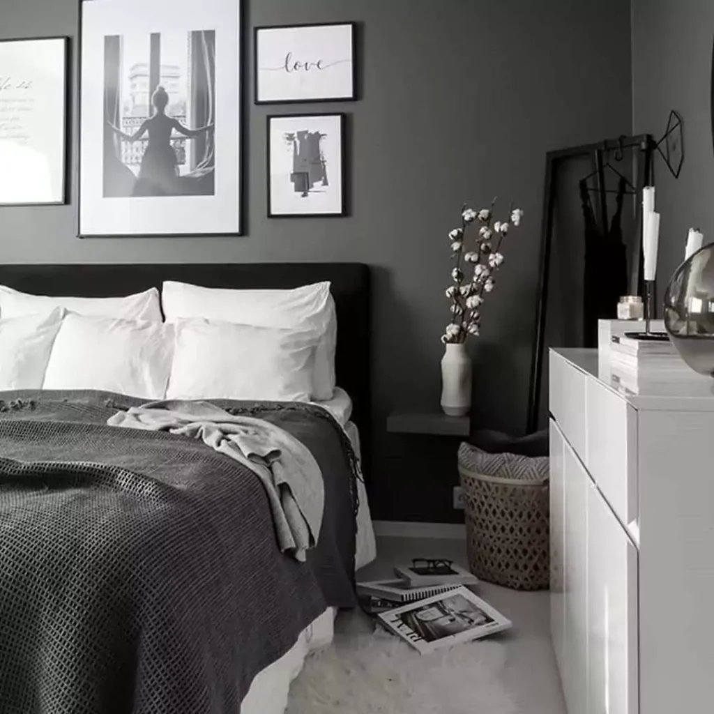 به روزترین دیزاین اتاق خواب با رنگ سیاه و سفید