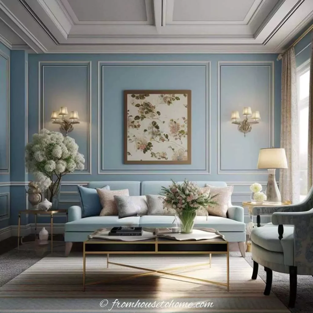 خاص ترین دیزاین داخلی اتاق نشیمن با رنگ آبی