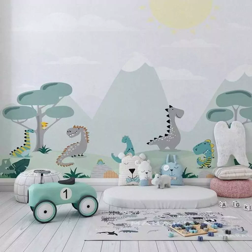 جدیدترین مدل های دیزاین اتاق کودک با تم دایناسور