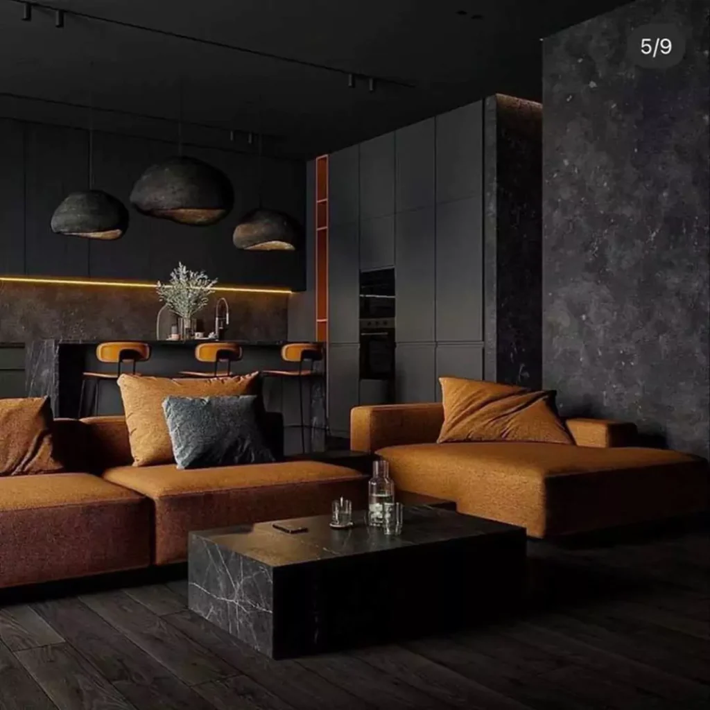 جدیدترین ایده های استفاده از رنگ سیاه در دیزاین داخلی اتاق نشیمن