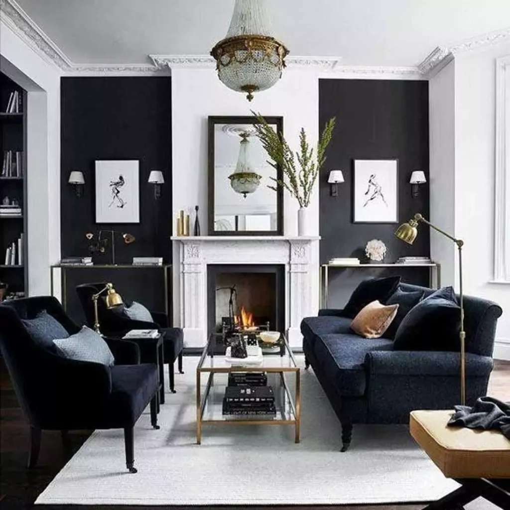 لاکچری ترین ایده های استفاده از رنگ سیاه در دیزاین داخلی اتاق نشیمن