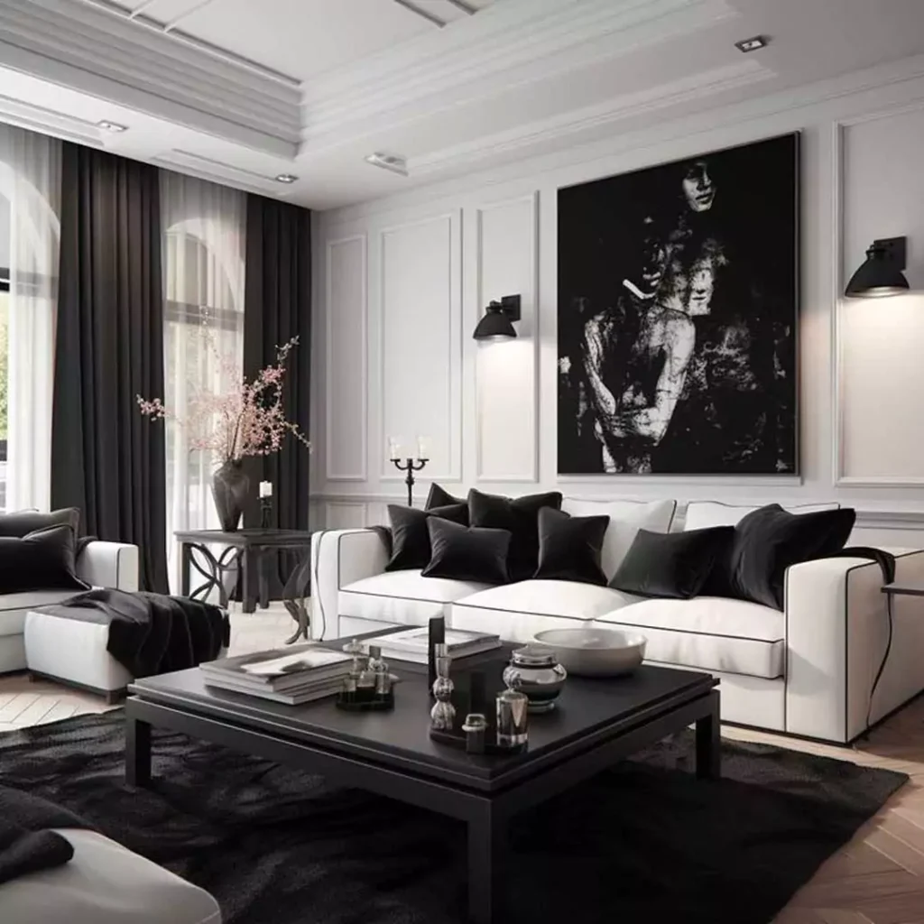 زیباترین ایده های استفاده از رنگ سیاه در دیزاین داخلی اتاق نشیمن