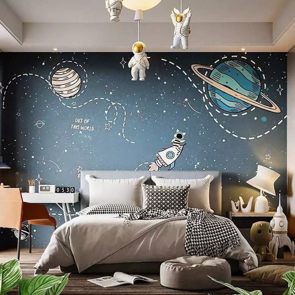 به روزترین مدل های دیزاین اتاق خواب کودک با تم فضا و کهکشان