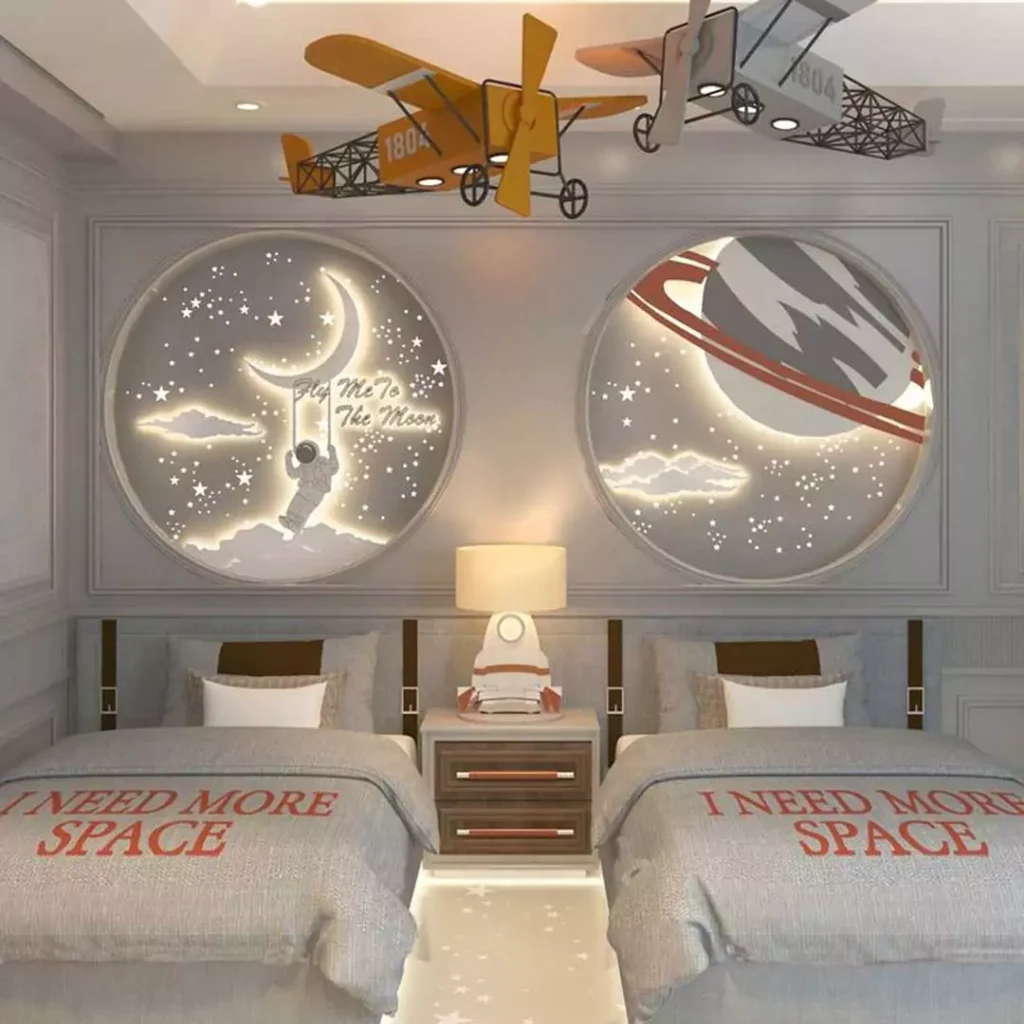 عالی ترین مدل های دیزاین اتاق خواب کودک با تم فضا و کهکشان