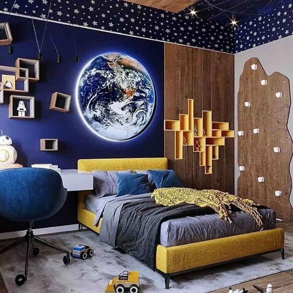 پرطرفدارترین مدل های دیزاین اتاق خواب کودک با تم فضا و کهکشان