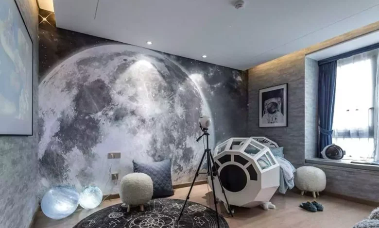بی نظیرترین مدل های دیزاین اتاق خواب کودک با تم فضا و کهکشان
