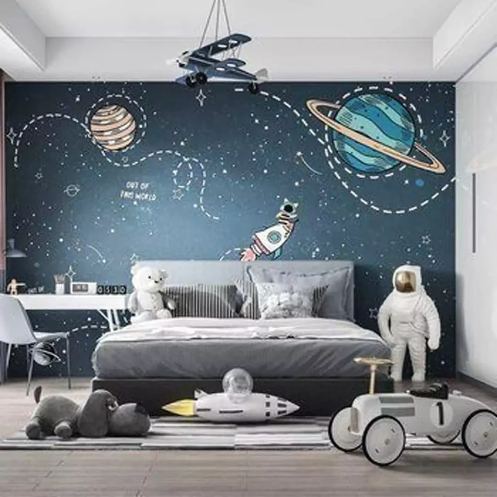 بهترین مدل های دیزاین اتاق خواب کودک با تم فضا و کهکشان