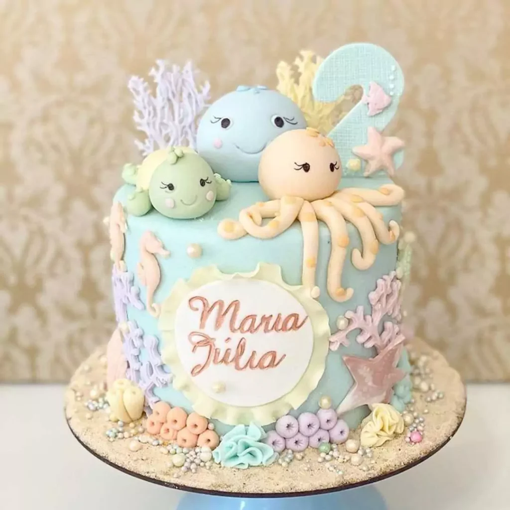 عالی ترین کیک تولد بچه گانه با تم دریایی