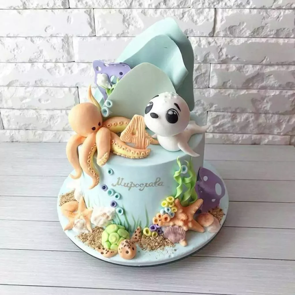 بی نظیرترین کیک تولد بچه گانه با تم دریایی