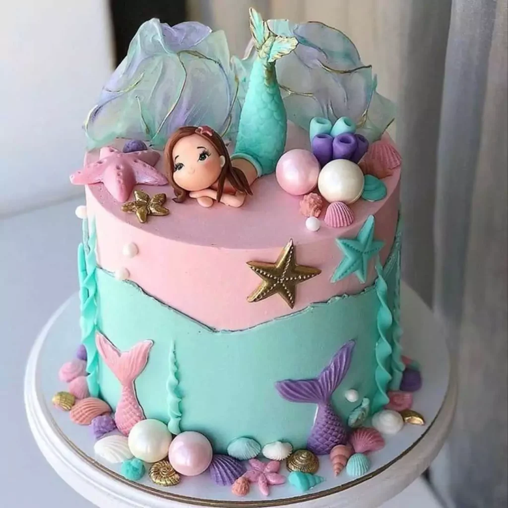 بامزه ترین کیک تولد دخترانه با تم پری دریایی