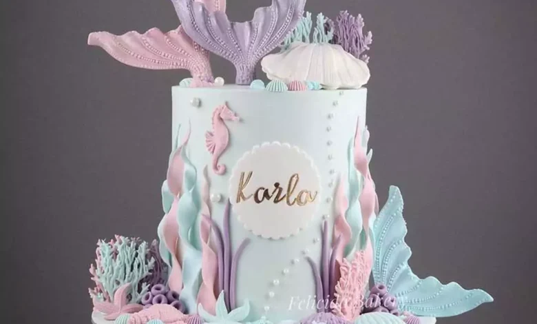 قشنگ ترین کیک تولد دخترانه با تم پری دریایی