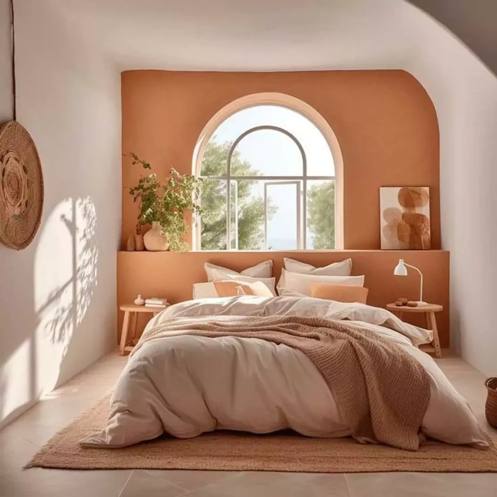 جالب ترین ایده استفاده از رنگ هلویی در دیزاین اتاق خواب