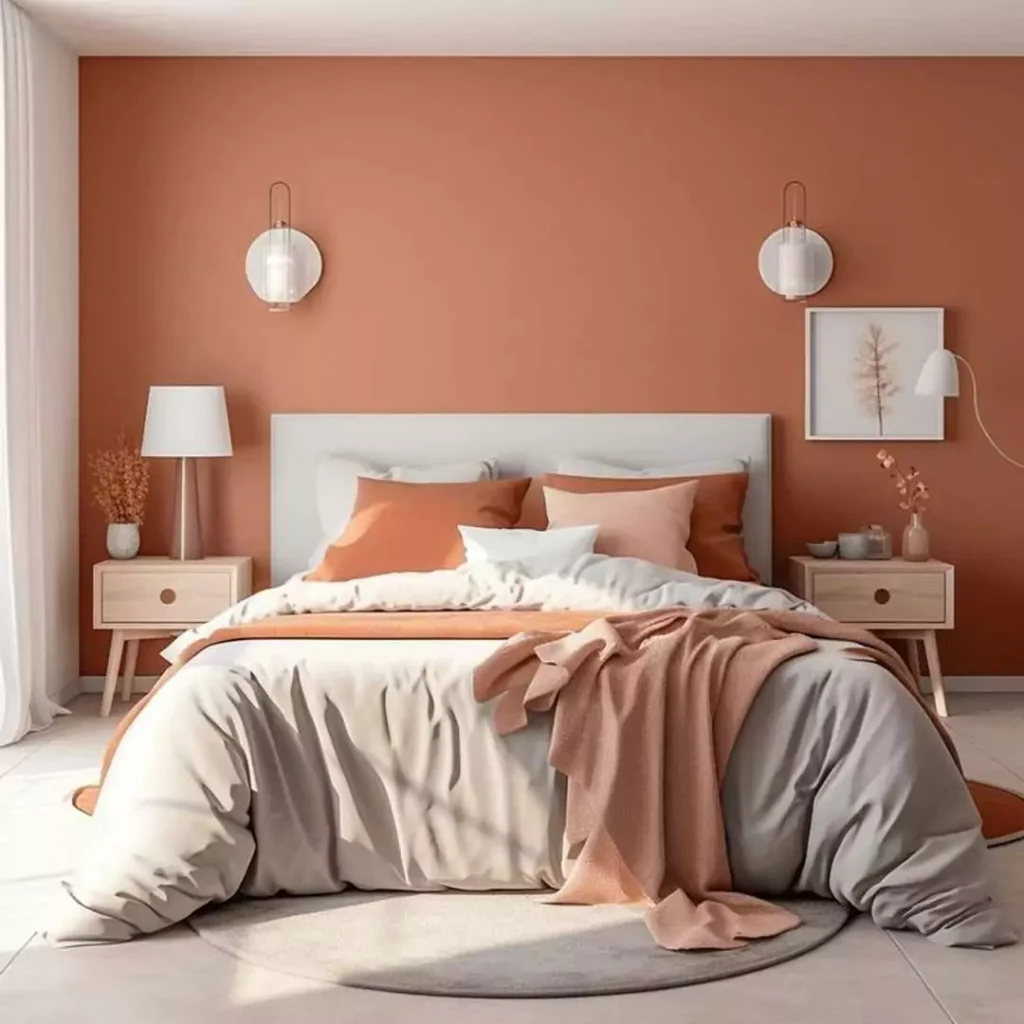 عالی ترین ایده استفاده از رنگ هلویی در دیزاین اتاق خواب