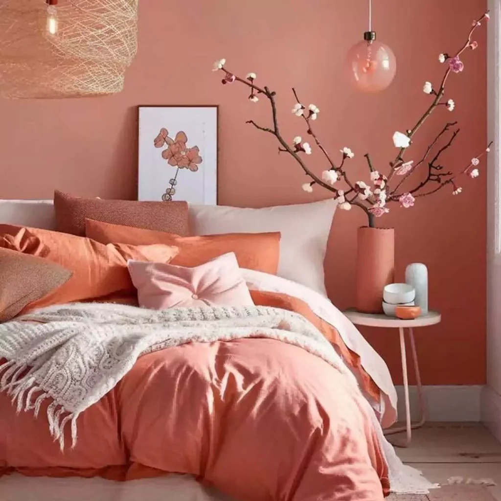پرطرفدارترین ایده استفاده از رنگ هلویی در دیزاین اتاق خواب