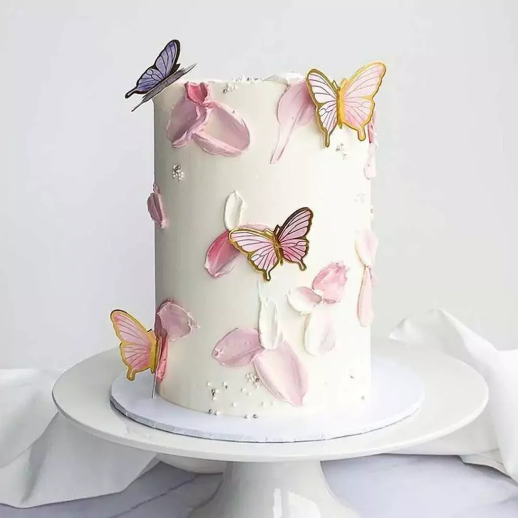شیک ترین کیک تولد بهاری با طرح پروانه