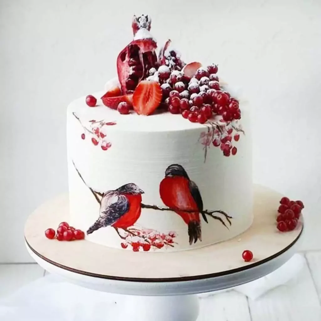 بهترین کیک تولد بهاری طرح پرندگان