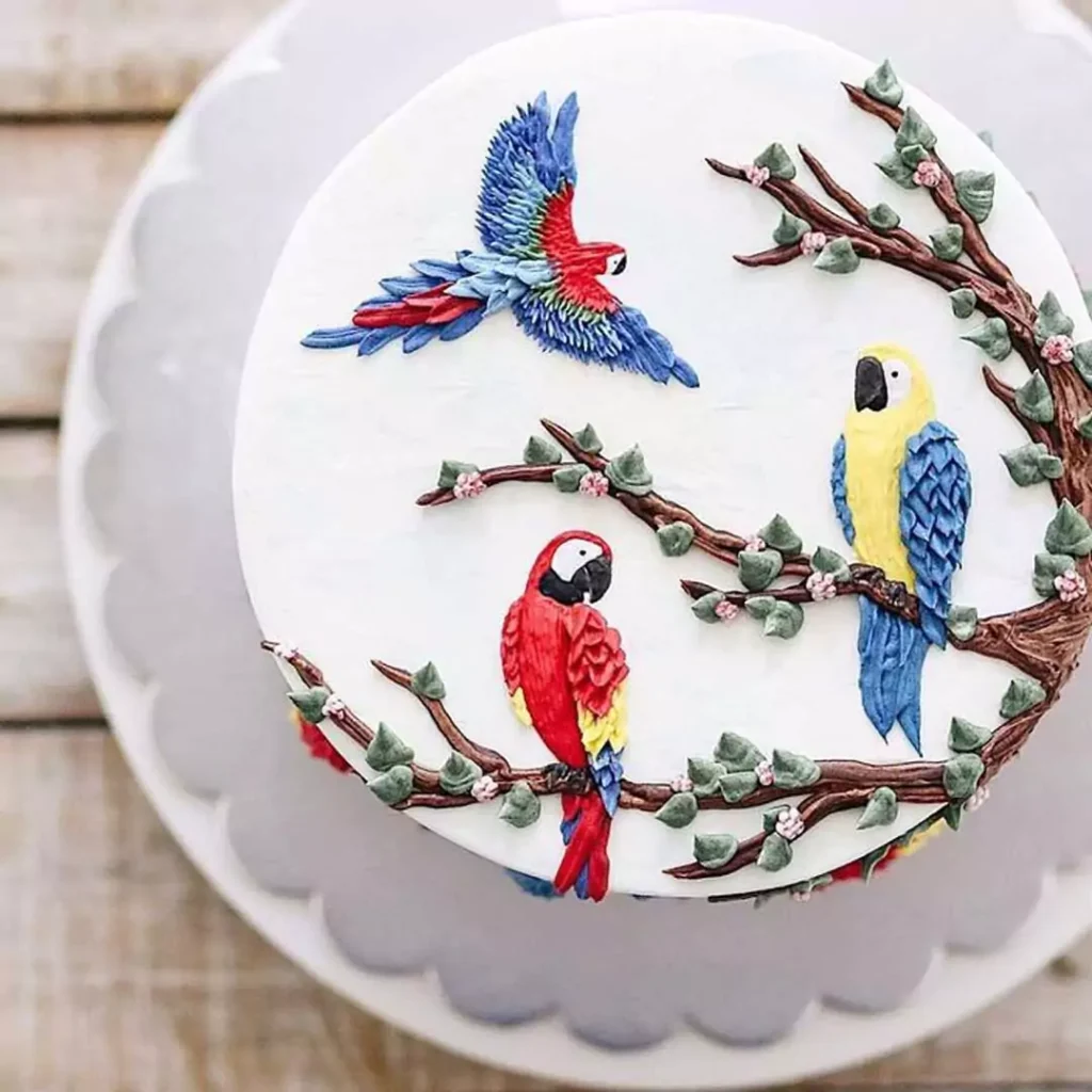 شیک ترین کیک تولد بهاری طرح پرندگان