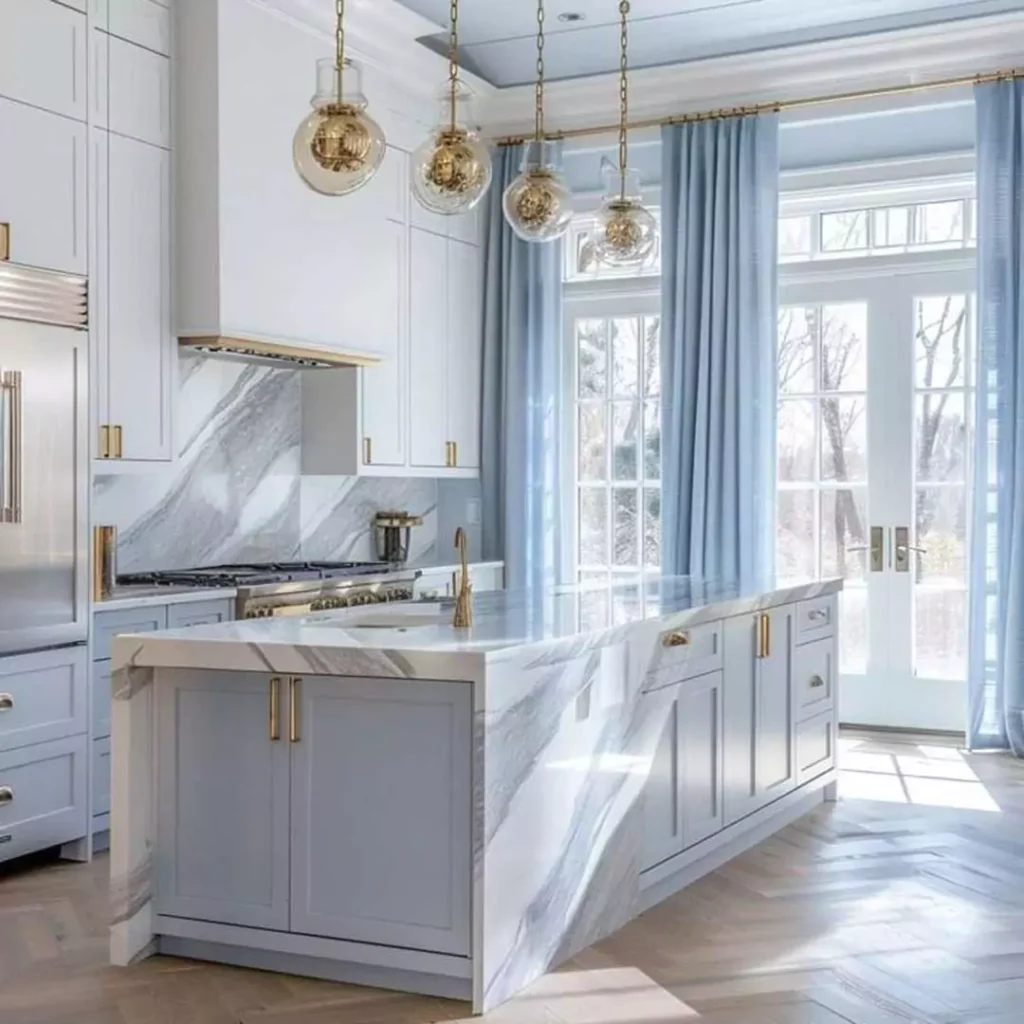 عالی ترین ایده های استفاده از رنگ آبی در دیزاین آشپزخانه مدرن