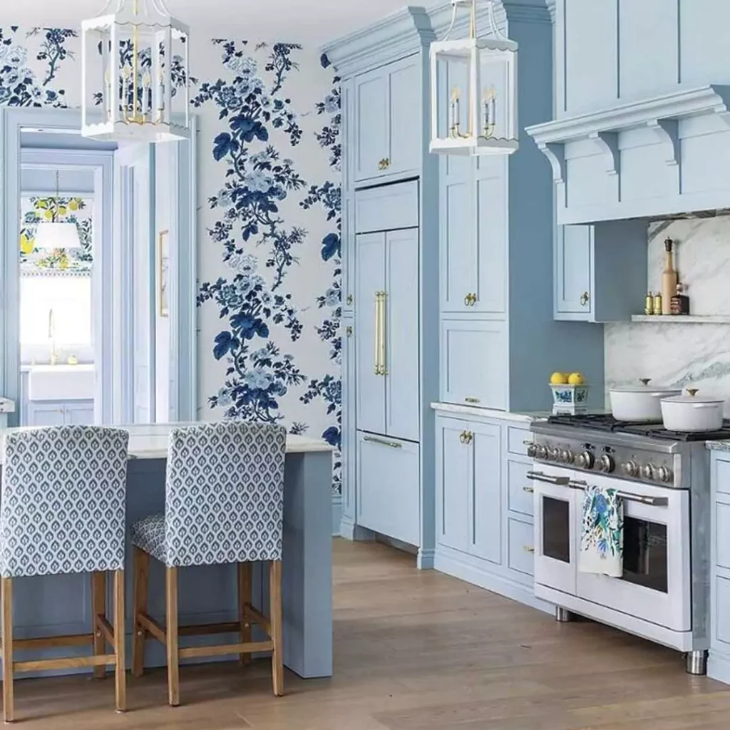 کیوت ترین ایده های استفاده از رنگ آبی در دیزاین آشپزخانه مدرن
