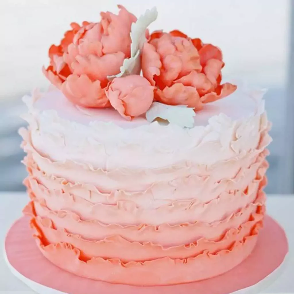 محبوب ترین کیک نامزدی آمبره بهاری رنگ هلویی